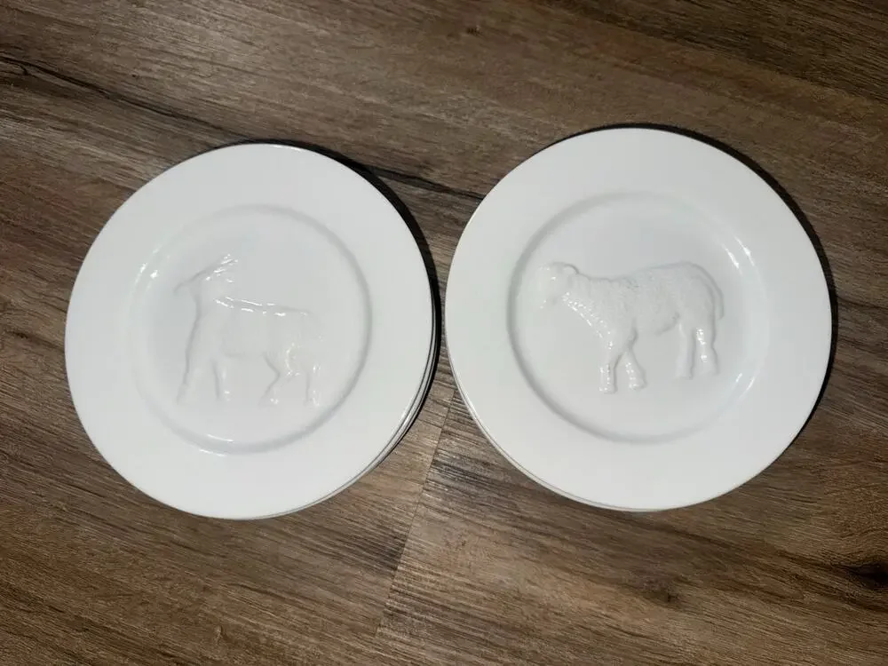 Bonjour La Fromagerie Cheese Plates(8) Farm Animals Sheep Goats Hordoevres